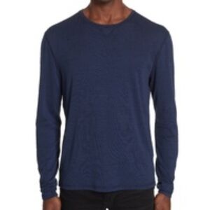 John Varvatos 100% Pima Cotton Striated Long Sleeve Men's XL Blue Quiet Luxury
